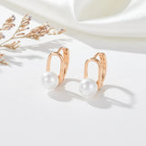 Rose Gold Pearl Stud Earrings for Women 585 Jewelry
