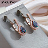Colorful Stone Earrings 585 Rose Water Drop Tourmaline Fine Jewelry