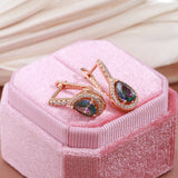 Colorful Stone Earrings 585 Rose Water Drop Tourmaline Fine Jewelry