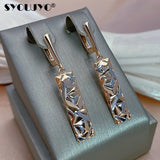 Geometric Hollow Pendant Earrings 585 Rose and Silver Dichroic Plating