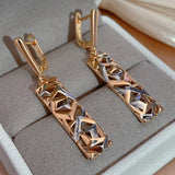 Geometric Hollow Pendant Earrings 585 Rose and Silver Dichroic Plating