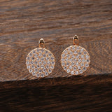 Paved Natural Zircon Stud Earrings 585 Rose Bride Wedding Earrings For Women