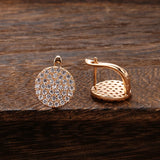 Paved Natural Zircon Stud Earrings 585 Rose Bride Wedding Earrings For Women