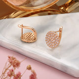 Paved Natural Zircon Stud Earrings 585 Rose Bride Wedding Earrings For Women