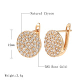 Paved Natural Zircon Stud Earrings 585 Rose Bride Wedding Earrings For Women