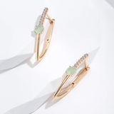 Green Natural Zircon V Shape Earrings 585 Rose All Matching Daily Jewelry