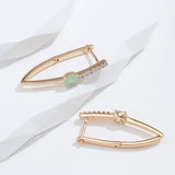 Green Natural Zircon V Shape Earrings 585 Rose All Matching Daily Jewelry