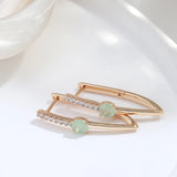 Green Natural Zircon V Shape Earrings 585 Rose All Matching Daily Jewelry