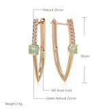 Green Natural Zircon V Shape Earrings 585 Rose All Matching Daily Jewelry