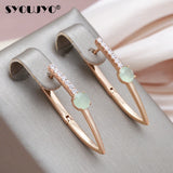 Green Natural Zircon V Shape Earrings 585 Rose All Matching Daily Jewelry