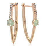 Green Natural Zircon V Shape Earrings 585 Rose All Matching Daily Jewelry