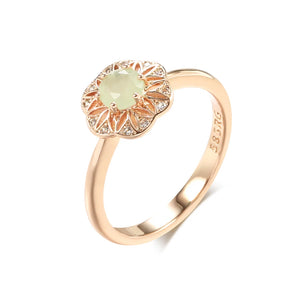Natural Zircon Rose Gold Ring, Wedding Jewelry