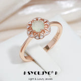 Natural Zircon Rose Gold Ring, Wedding Jewelry