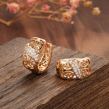 Natural Stone Flower Bride Wedding Ear Clips Earrings