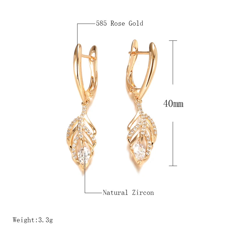 Vintage Tassel Dangle Earrings Natural Zircon Crystal