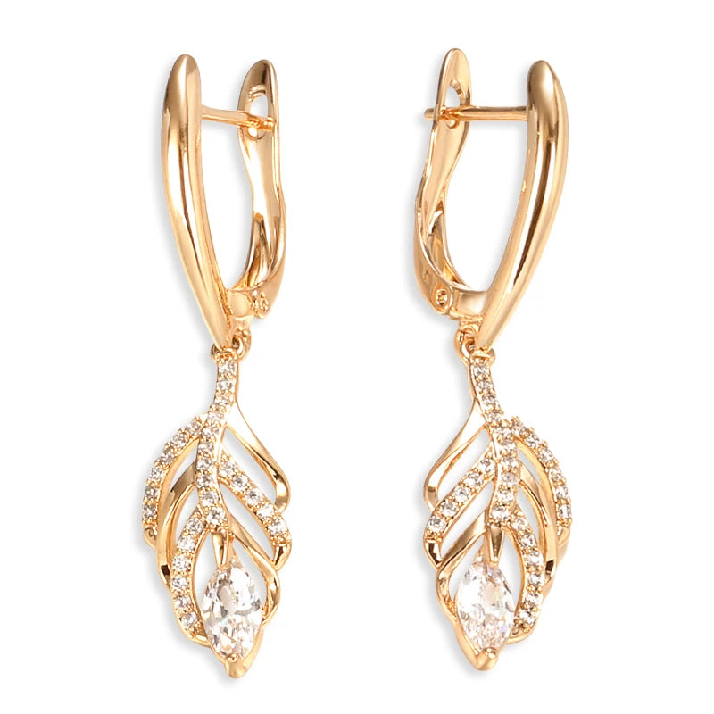 Vintage Tassel Dangle Earrings Natural Zircon Crystal