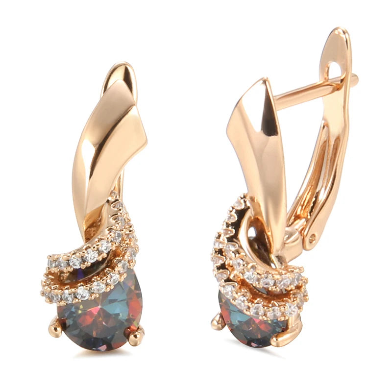 Water Drop Tourmaline Earrings 585 Rose Gold for Women