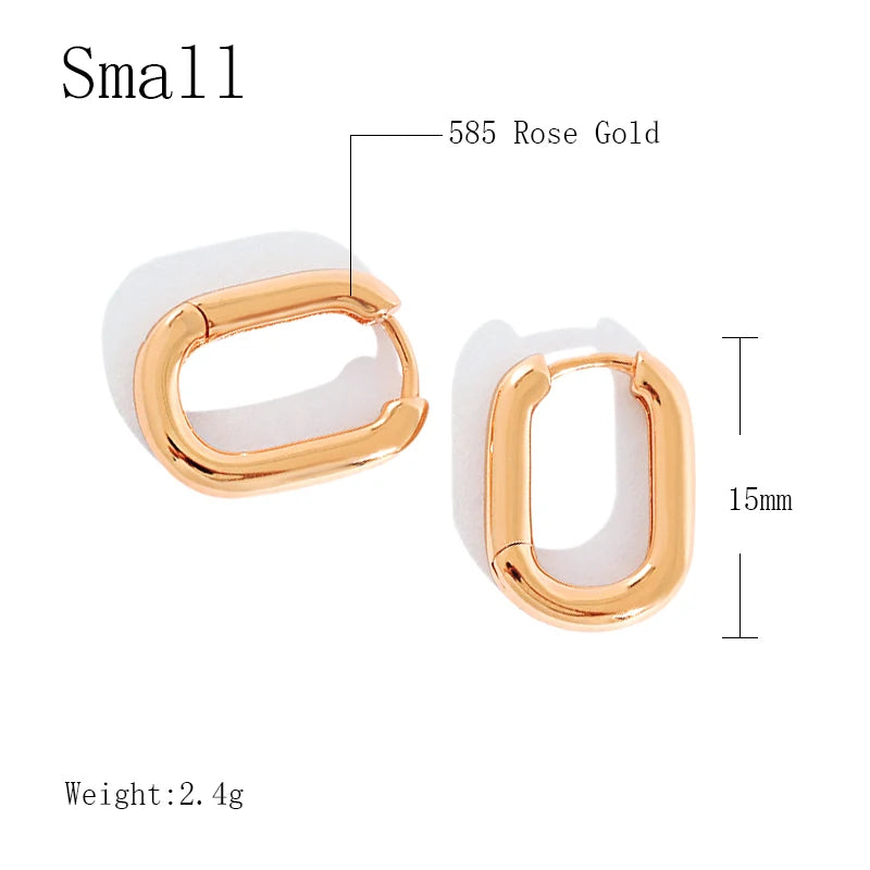 Minimalist 585 Rose Hoop Earrings Modern Fine Jewelry