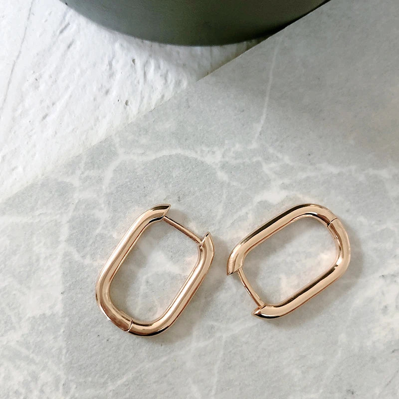 Minimalist 585 Rose Hoop Earrings Modern Fine Jewelry