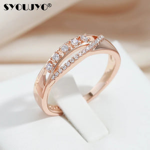 Natural Zircon Rings 585 Rose Romantic Ethnic Bride Wedding Fine Jewelry
