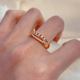 Natural Zircon Rings 585 Rose Romantic Ethnic Bride Wedding Fine Jewelry