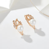 Elegant Zircon Pearl Drop Earrings 585 Party Jewelry
