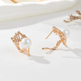 Elegant Zircon Pearl Drop Earrings 585 Party Jewelry