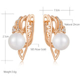 Elegant Zircon Pearl Drop Earrings 585 Party Jewelry