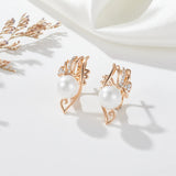 Elegant Zircon Pearl Drop Earrings 585 Party Jewelry