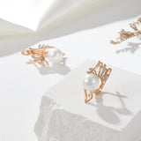 Elegant Zircon Pearl Drop Earrings 585 Party Jewelry