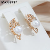 Elegant Zircon Pearl Drop Earrings 585 Party Jewelry