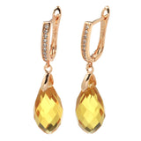 Water Drop Zircon Inlay Rose Gold Pendant Earrings