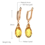 Water Drop Zircon Inlay Rose Gold Pendant Earrings