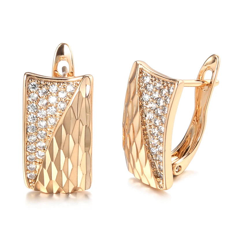 Modern Square Zircon Earrings 585 Rose Crystal Jewelry