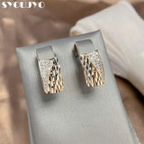 Modern Square Zircon Earrings 585 Rose Crystal Jewelry