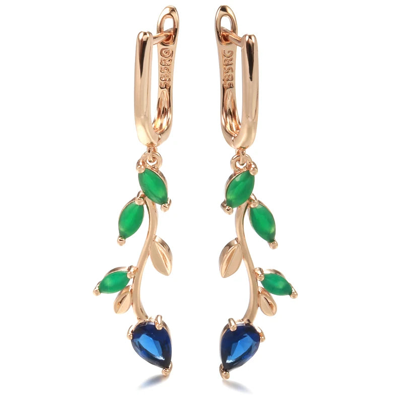 Green Zircon Willow Earrings 585 Rose Drop Earrings
