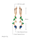 Green Zircon Willow Earrings 585 Rose Drop Earrings