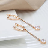Long Pendant Earrings 585 Rose Natural Zircon Micro Wax Mosaic Jewelry