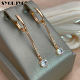 Long Pendant Earrings 585 Rose Natural Zircon Micro Wax Mosaic Jewelry