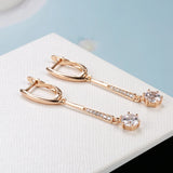 Long Pendant Earrings 585 Rose Natural Zircon Micro Wax Mosaic Jewelry