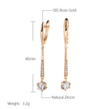 Long Pendant Earrings 585 Rose Natural Zircon Micro Wax Mosaic Jewelry