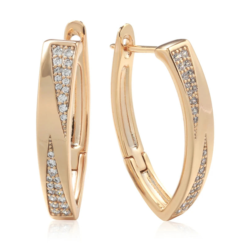 Vintage Rose Hoop Earrings for Women, Cubic Zirconia Bride Jewelry