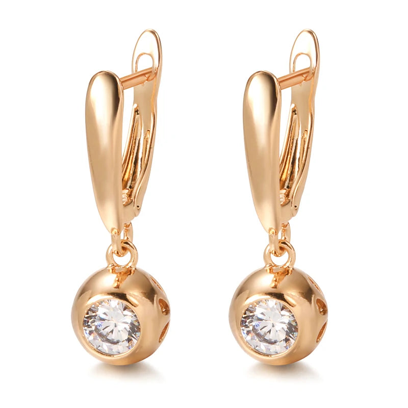 Round Zircon Pendant Earrings Christmas Gift Jewelry