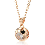 Natural Zircon Round Pendant Necklace 585 Rose Jewelry