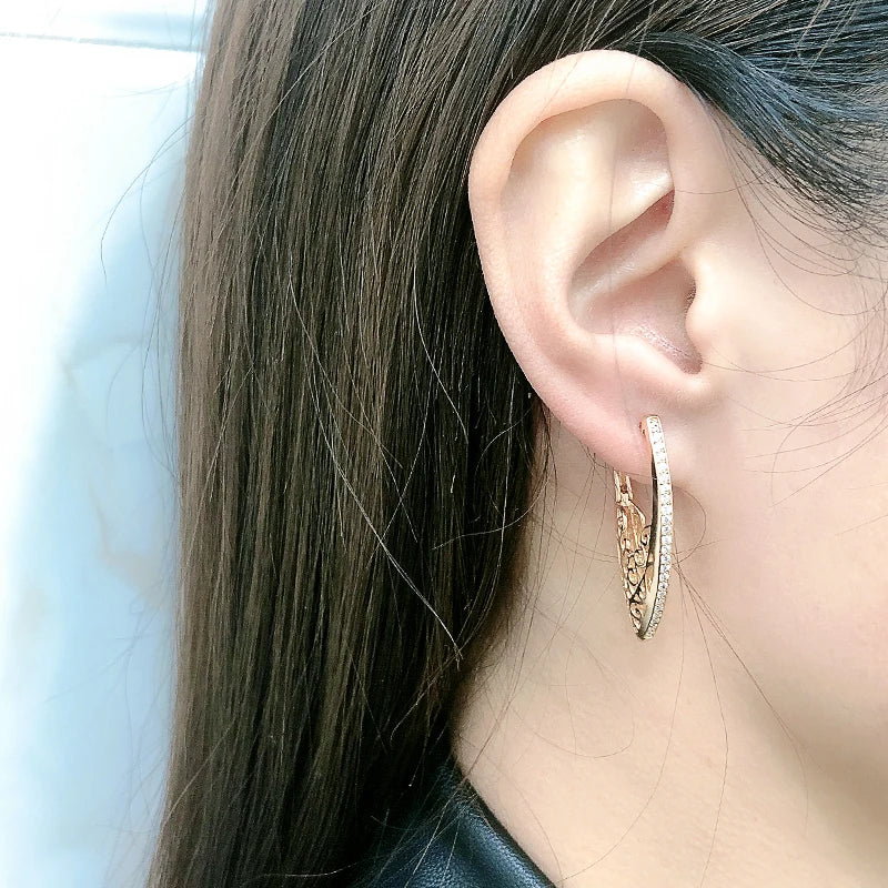 Vintage Rose Zircon Dangle Earrings Wax Inlaid Wedding Jewelry