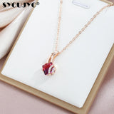 Garnet Red Zircon Necklace 585 Rose Pendant Crystal Flower