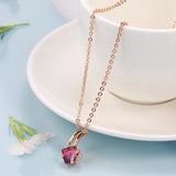 Garnet Red Zircon Necklace 585 Rose Pendant Crystal Flower