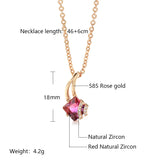 Garnet Red Zircon Necklace 585 Rose Pendant Crystal Flower