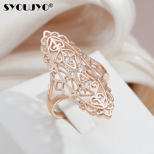Vintage 585 Golden Rings For Women Cutout Party Jewelry