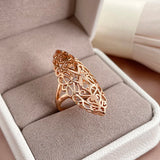 Vintage 585 Golden Rings For Women Cutout Party Jewelry